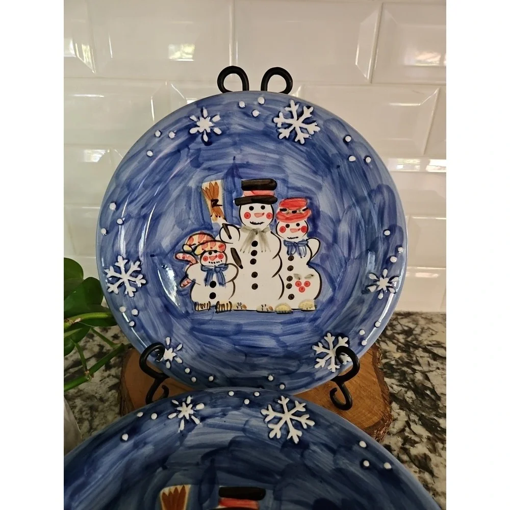 VINTAGE SNOWMAN COUPLES PLATES SET OF 5 Handpainted Tabletops Unlimited Ceramic‎
